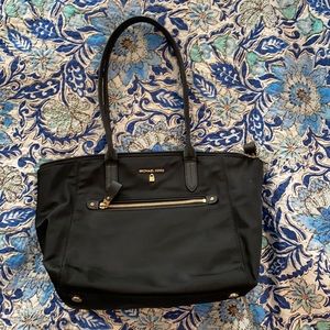 Michael Kors "Kelsey" Black Nylon Top Zip Tote